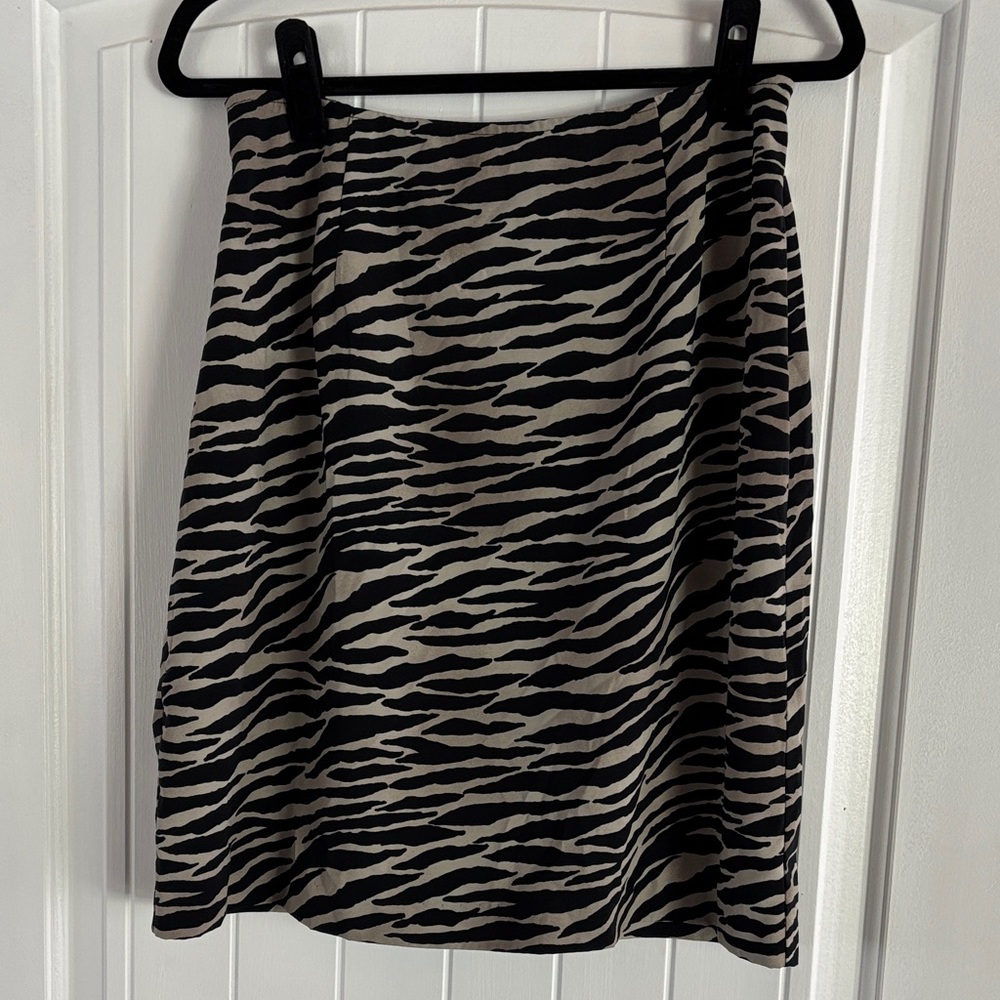 AGB Black and Tan Zebra Print A-Line Skirt